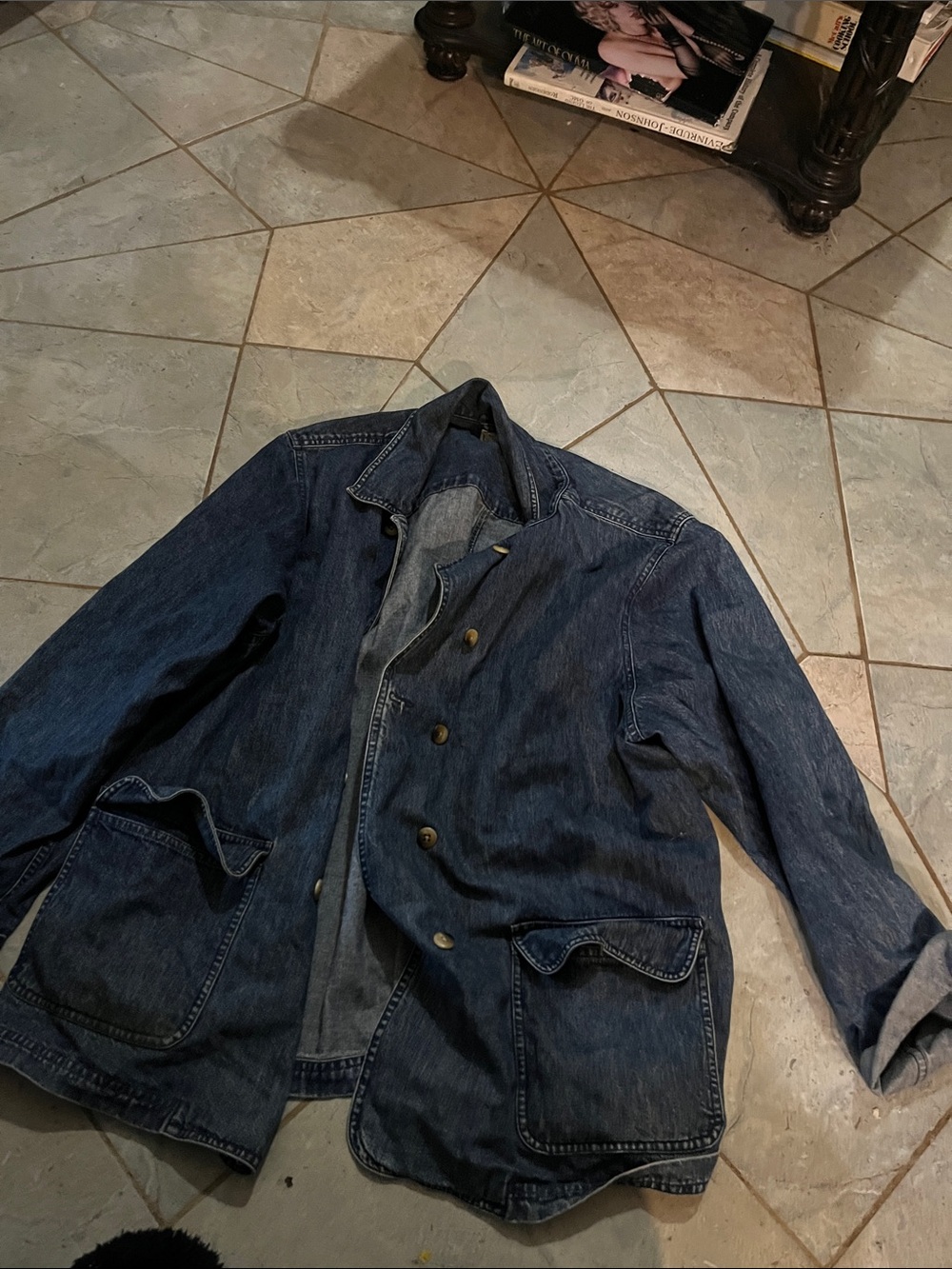 Women's Dark Blue Denim Jean Jacket - Casual Button-Front